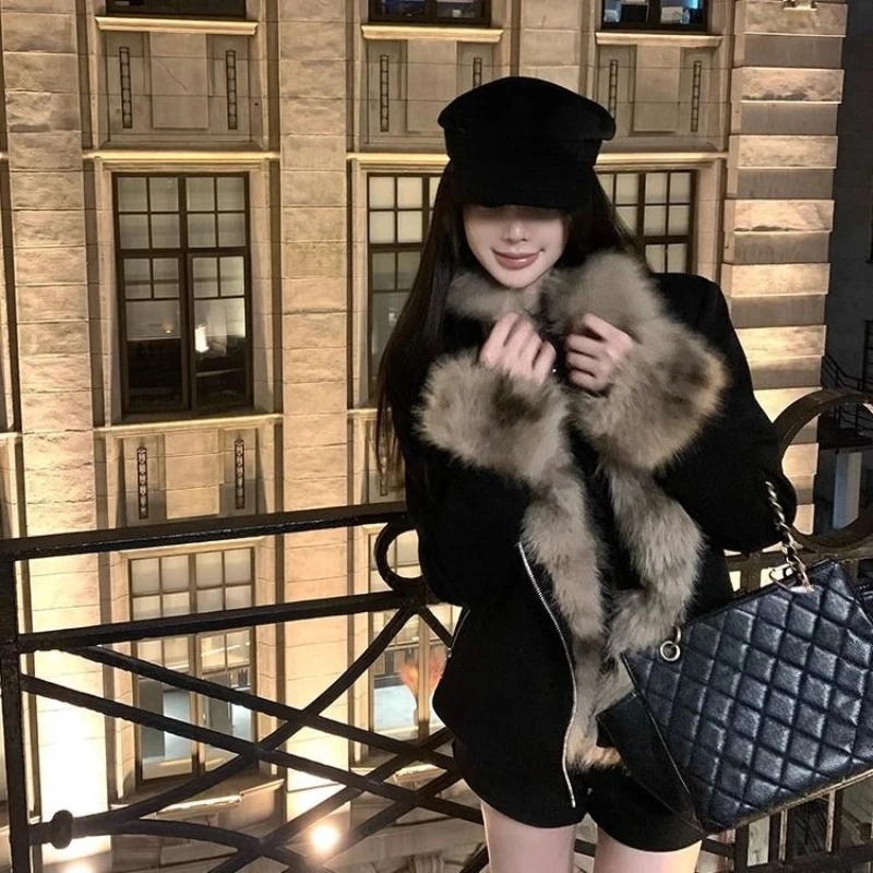 Premium Fur Collar Heavy Veste Femme Thicked Moto Short Minority Slim Coats Personalized Elegant Women Clothing