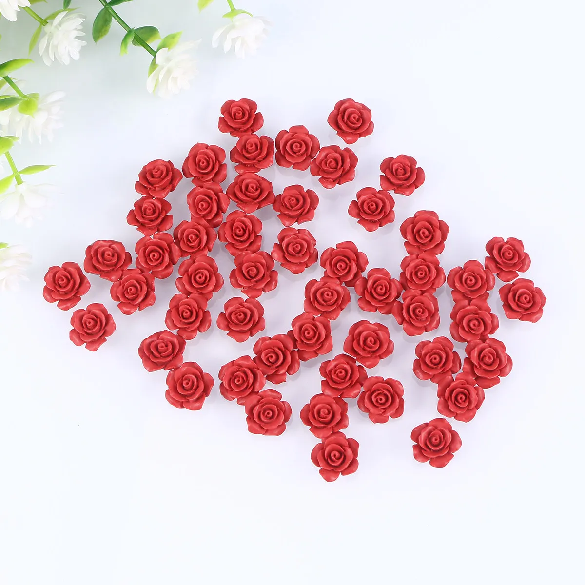 

50Pcs Rose Decor Loose Beads Color for Jewelry Making DIY Necklace Bracelet Earrings Dress Ornament Rose Beads