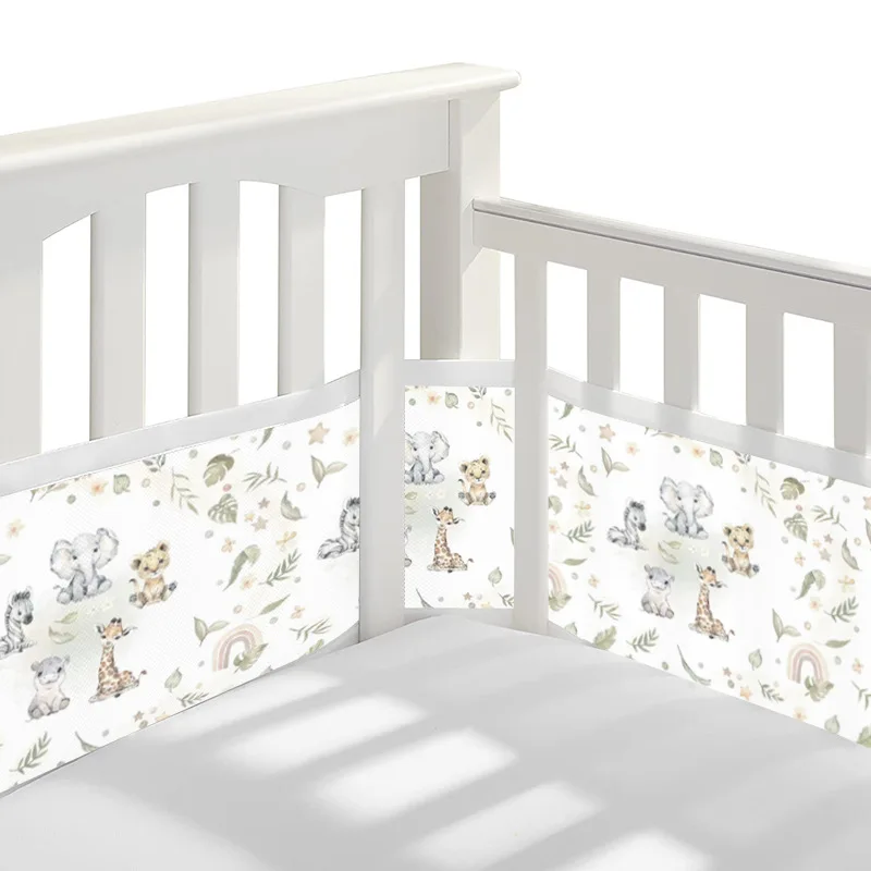 2Pcs/Set Baby Mesh Crib Bumper Liner Breathable Summer Infant Bedding Bumpers Newborn Cot Bed Around Protector