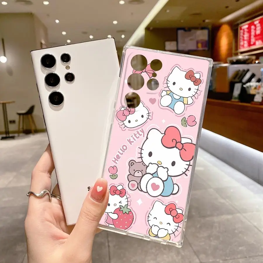 Funda Sanrio Cinnamoroll Hello Kitty para Samsung Galaxy S22 S21 S24 FE S23 S10 Plus S25 Ultra S20 Note 10 20 funda Ultra suave