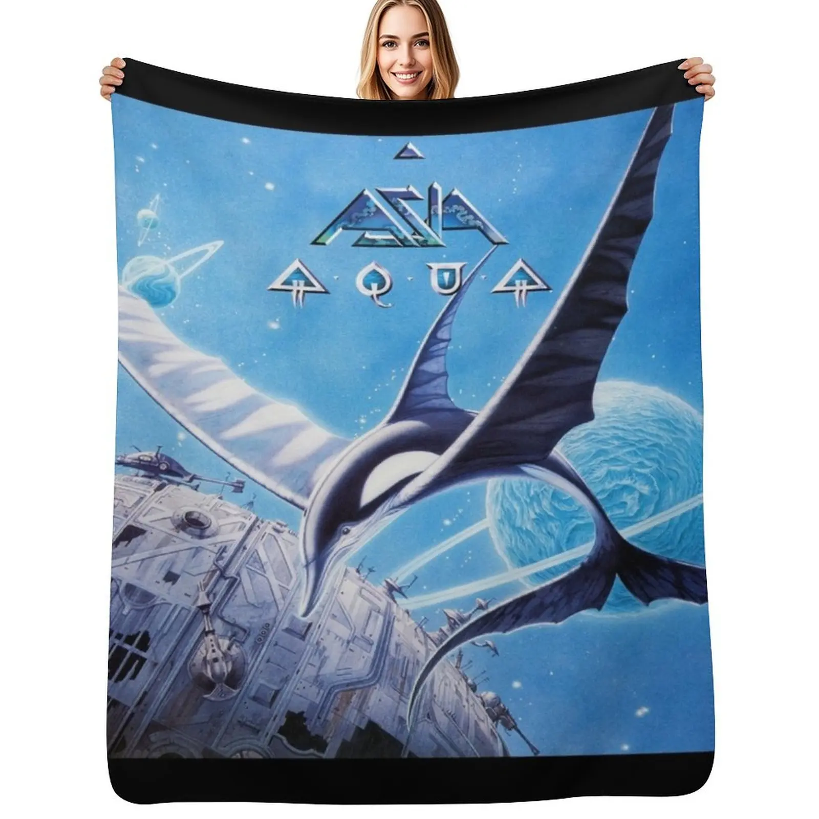 

Asia aqua Throw Blanket funny gift Luxury Brand Furrys Blankets For Bed Blankets