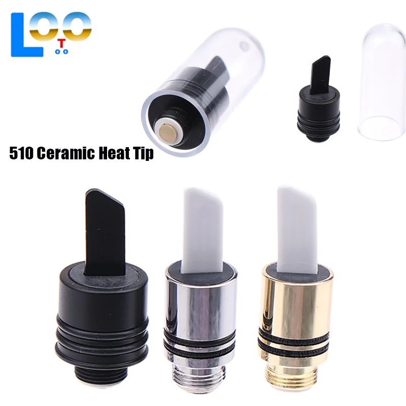 Solo cuchillo caliente 510 bobina de punta de calor de cerámica con tapa de cubierta 11,5mm 9,5mm herramienta accesorio de cera de corte negro y plateado