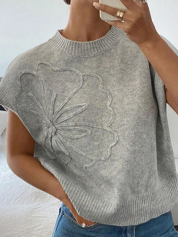

New Summer Fashion Woman's Sleeveless Sweater,Pullover Sweaters,Floral Sweaters,Cozy Sweater,Crochet Sweaters,Knitwears Sweaters
