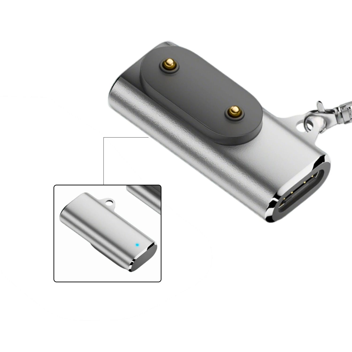 Type-C Female to 2-Pin Watch Charger Adapter, 90° Right-Angle High-Speed Magnetic Charging Adapter, Compatible with Huawei Band
