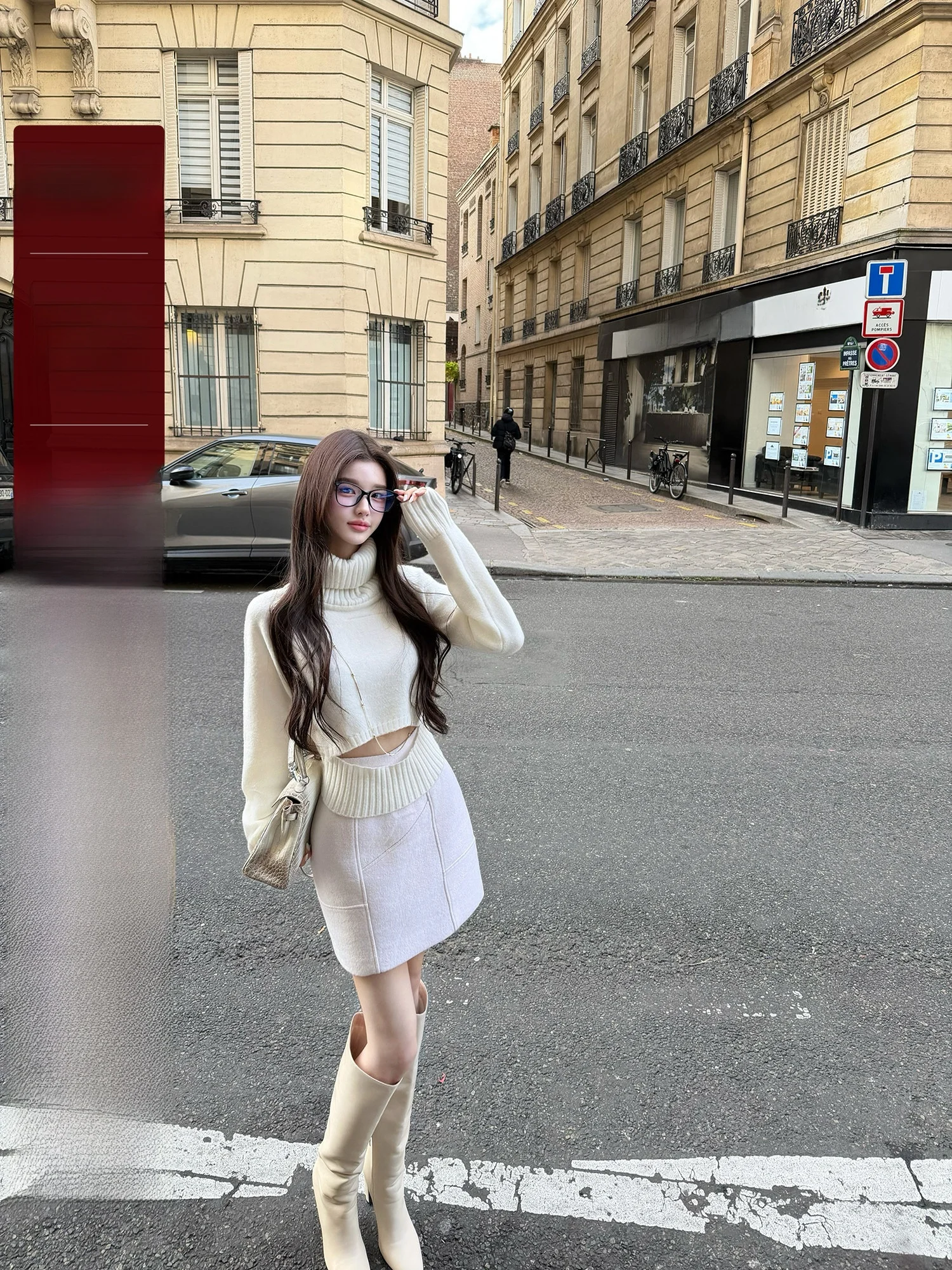

Cloud Fluffy Hollow out Knitted Sweater High Collar Short Style Women's Casual Fashion Winter Inner Wear Viola 3K Private Label