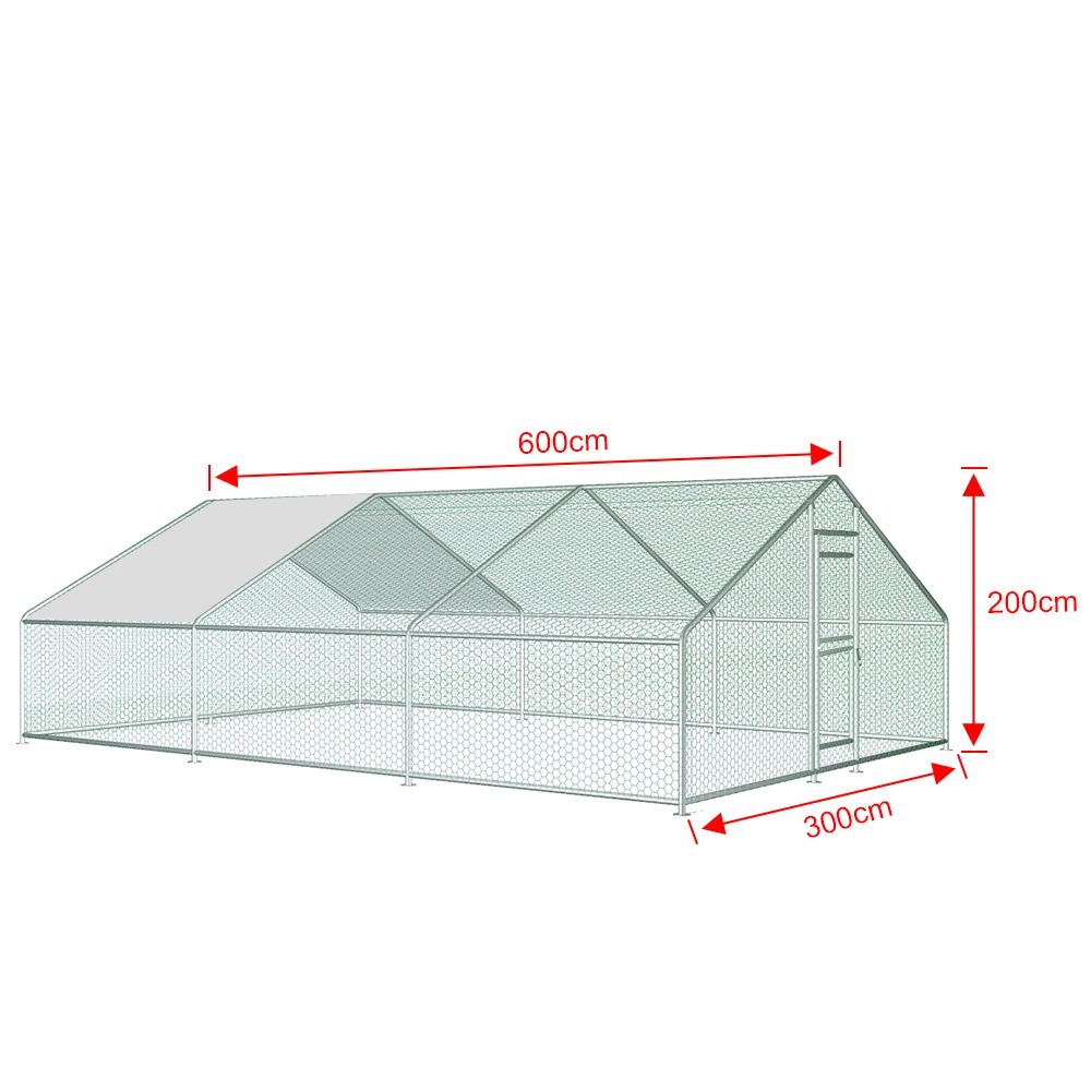 Heavy Duty Large Metal Chicken Coop Run 6M x 3M 20ft x10ft Sturdy Metal Frame Outdoor Garden Farm Poultry Cage for Hens Ducks Rabbits