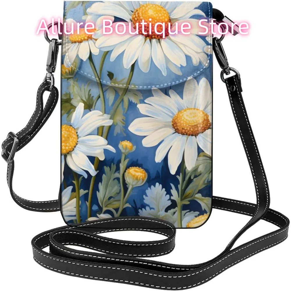 

Женская сумка через плечо с забавными ромашками из искусственной кожи, маленькая дорожная сумка для мобильного телефона, легкий мини-кошелек для телефона, кошелек с крестом