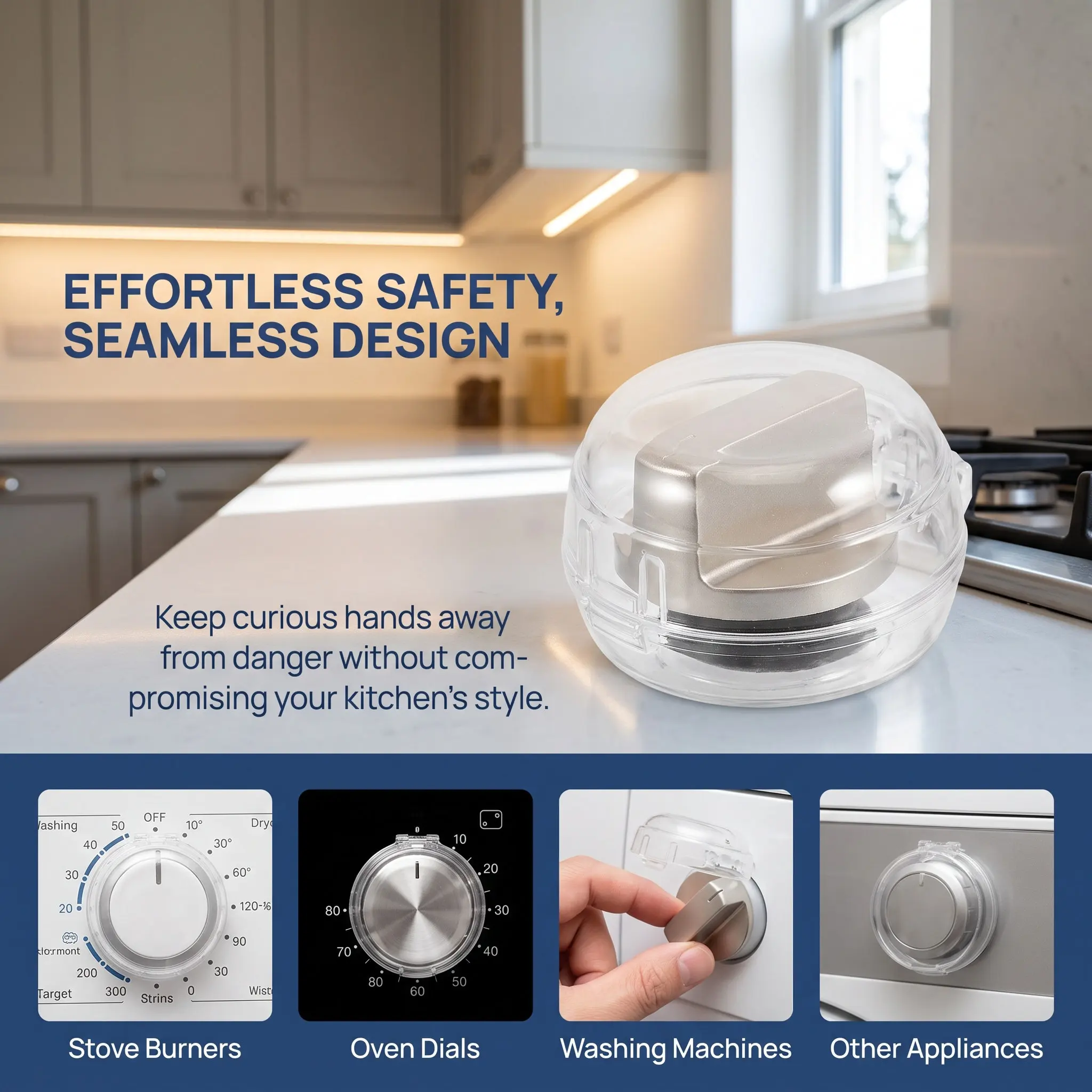 6Pcs Button Protector Transparent Child Safety Guard Home Appliance Knob Covers Gas Stove Oven Washing Machine Computer