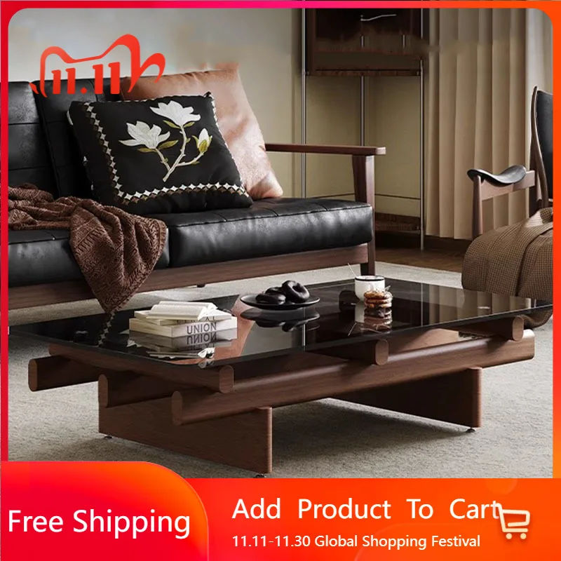 

Clear Glass Coffee Table Minimalist Standing Decoration Modern Coffee Table Aesthetic Space Saving Mesas Bajas Home Furniture