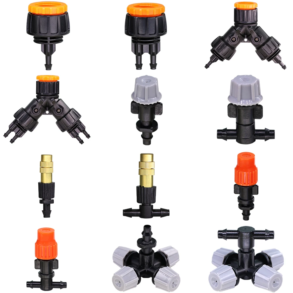 

Garden 4/7mm Drip Irrigation Dripper Misting Nozzle Spray Watering Sprinkler Emitters for 1/4'' Hose Barb Connectors Greenhouse