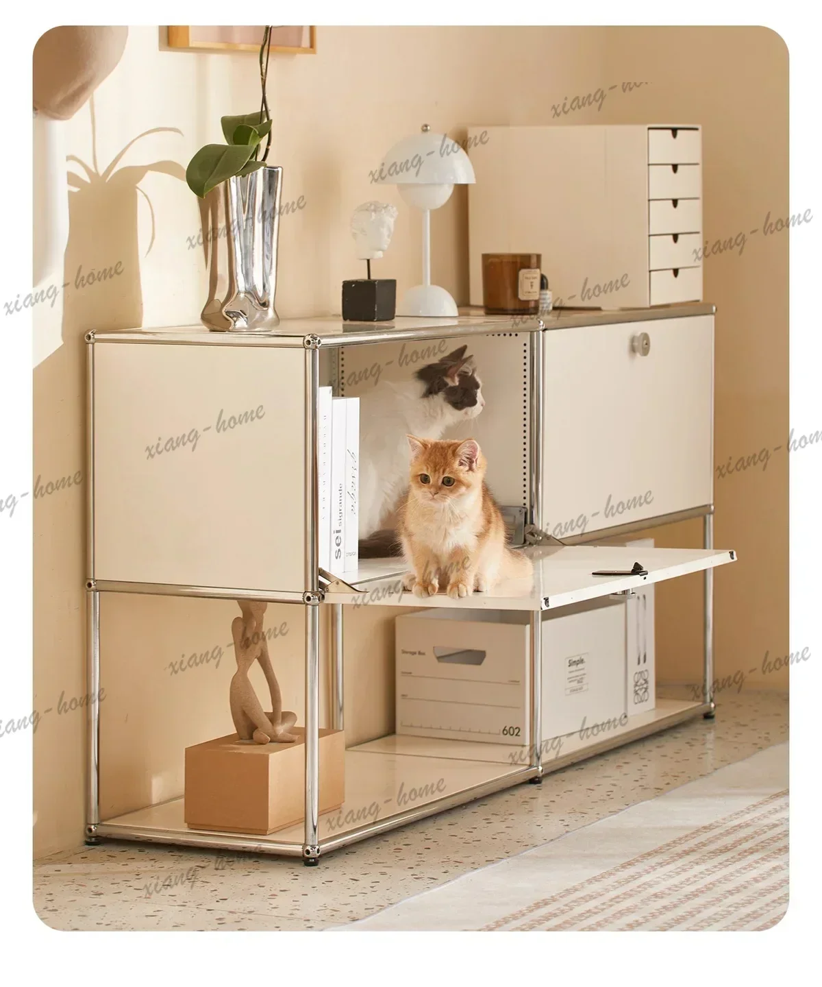 PG  Second-Hand Stainless Steel Modular Living Room Storage Cabinet Modern Minimalist TV