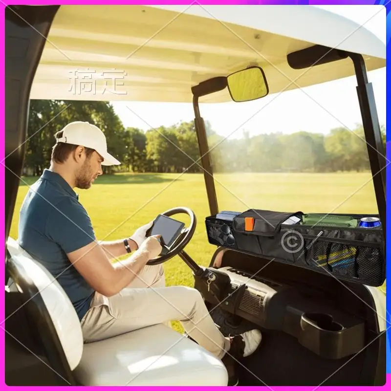 

AUU-Golf Cart Front Storage Basket With Insulated Cup Holders,Dash Tray Organizer For Electirc Golf Cart