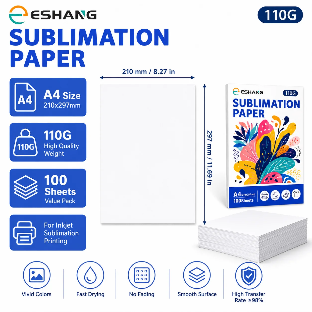 Бумага для сублимации А4, 110  – обзор и цена Sublimation Paper A4 100 Sheets