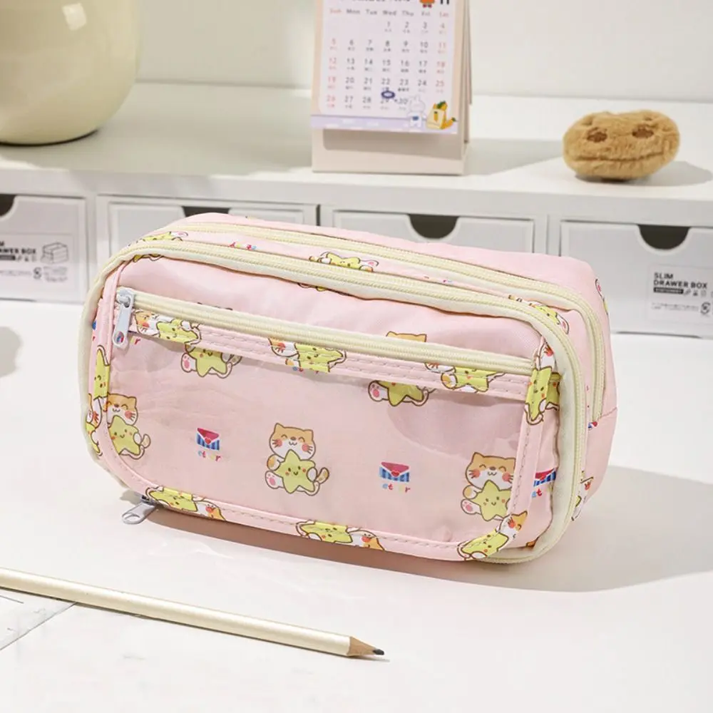 Aesthetic Cute Animal Pencil Bag Bear Good Looking Large Capacity Pencil Case Pig Cat Stationery Storage Bag Student