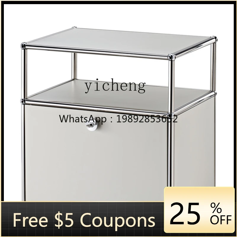 

ZZK Bedroom Stainless Steel Storage Cabinet Modular Storage Cabinet for Accessories Light Minimalist Mid-Ancient Bedside Table