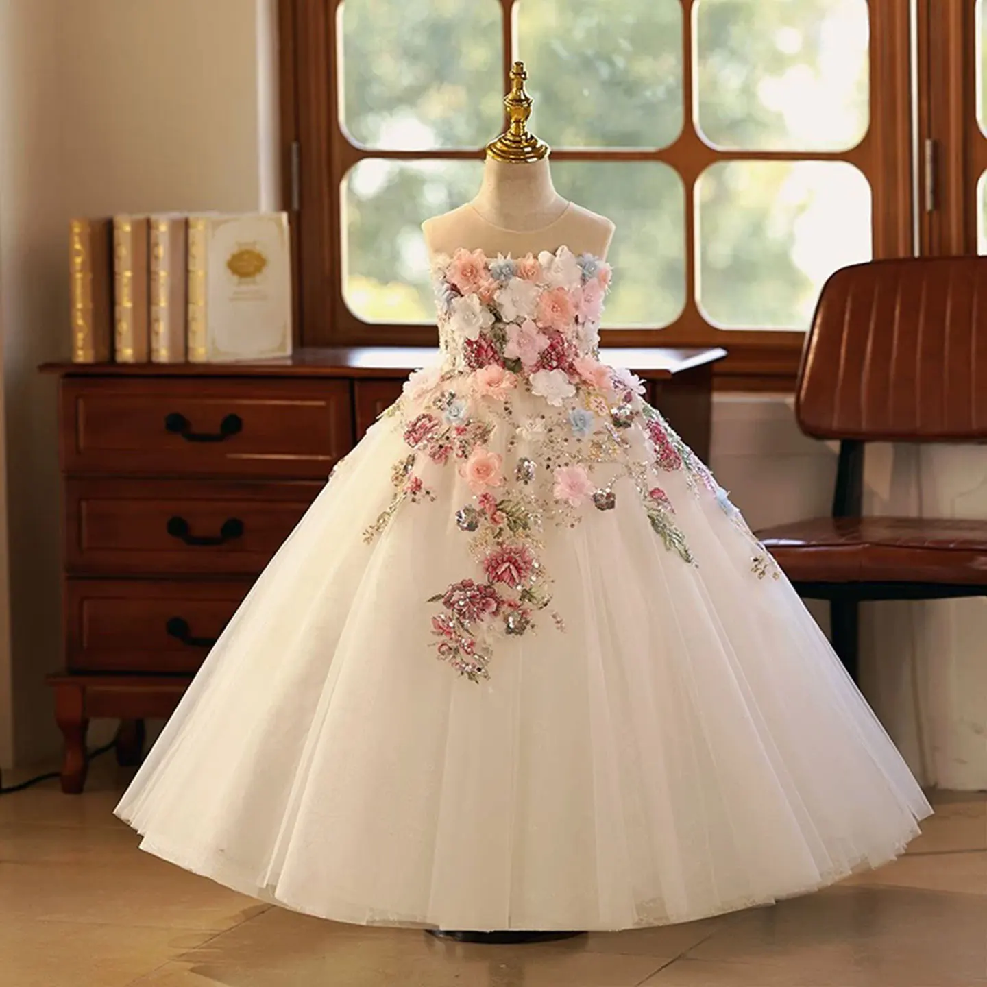

Dreamy Vow J292B Flower Baby Girl Elegant Princess Dress Beaded White Party Birthday Gowns
