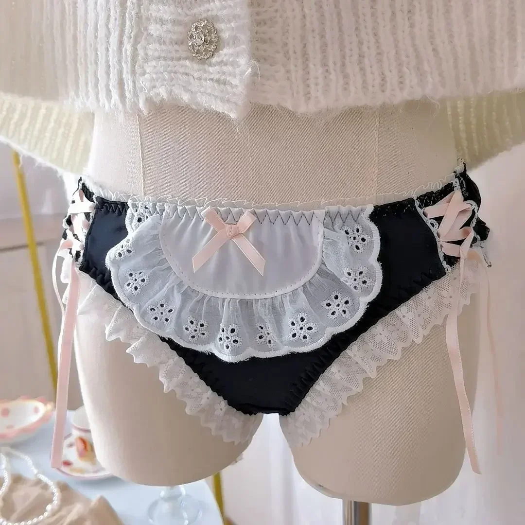 Mutandine Lolita in pizzo di seta ghiacciata da donna Lingerie giapponese sexy Ragazza Slip morbidi traspiranti in seta ghiacciata Intimo femminile con perizoma