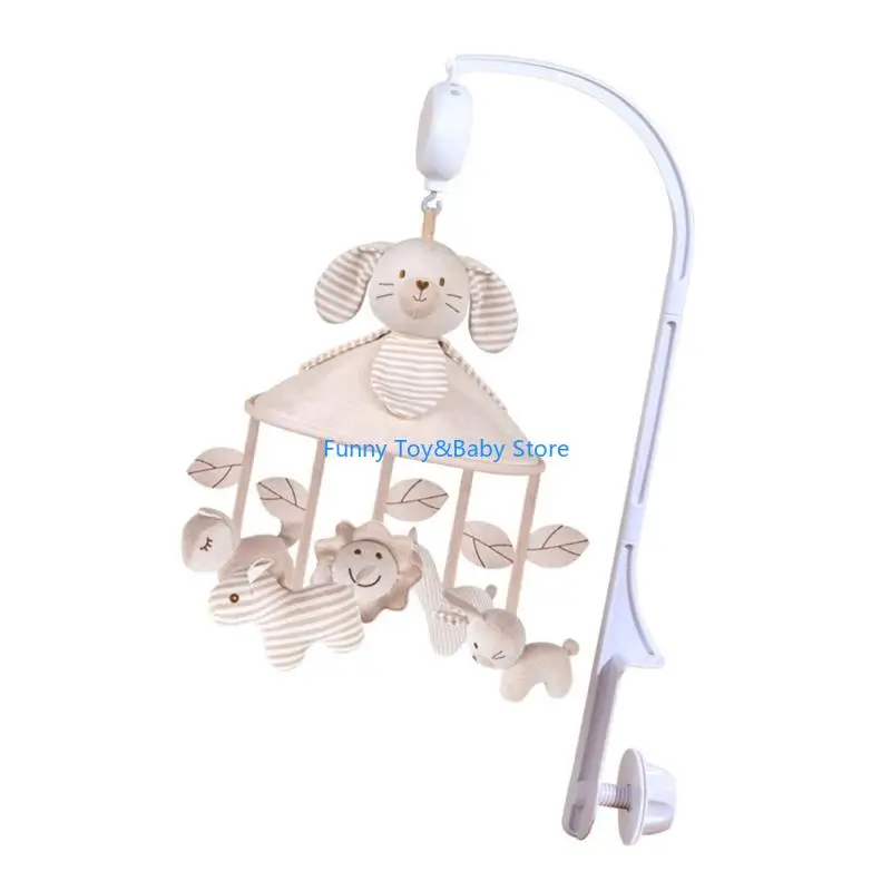 سرير أطفال متنقل من القطن الناعم مع صندوق تشغيل الموسيقى لعبة معلقة للتعليم المبكر للطفل والتطوير السمعي الحسي C90B #2