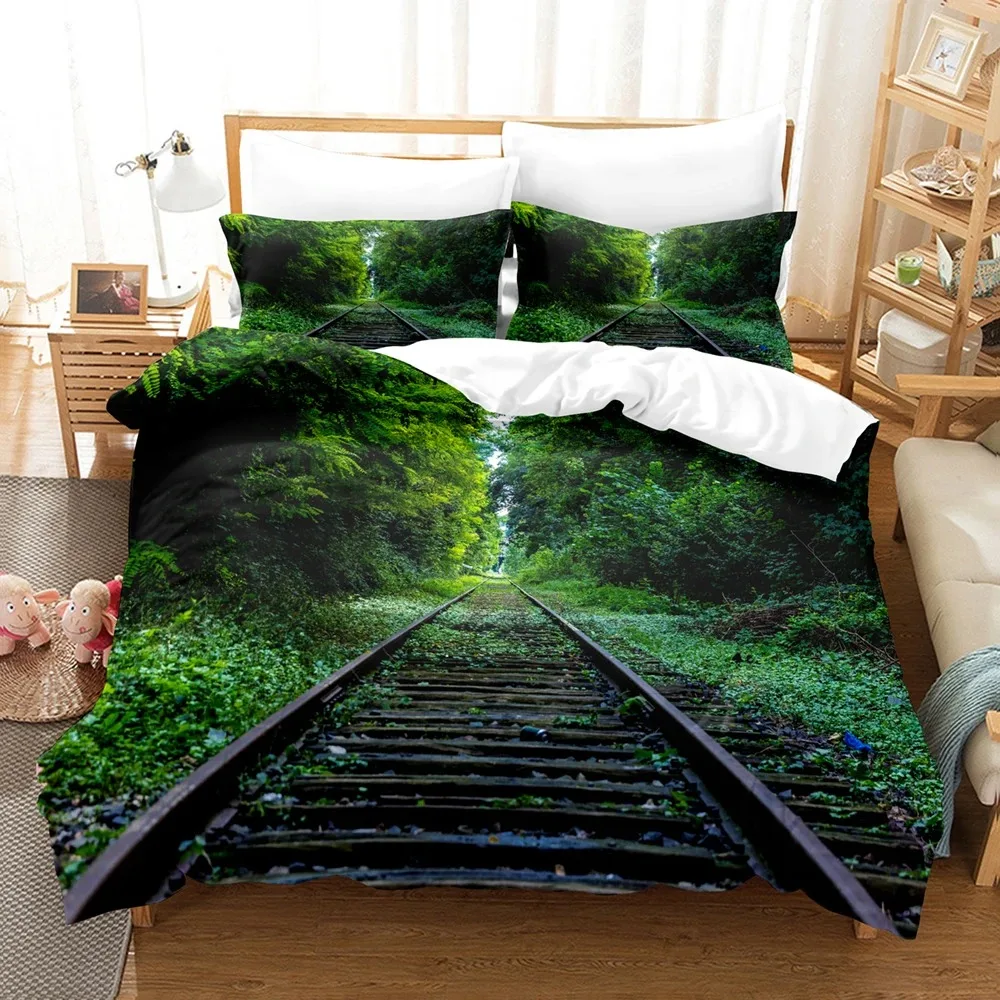 Beauty Tree Road Duvet Cover Set Landscape Bedding Set Full Size Queen King Size,Tree Road Sky Bed Set Aldult Teen Bedroom Decor