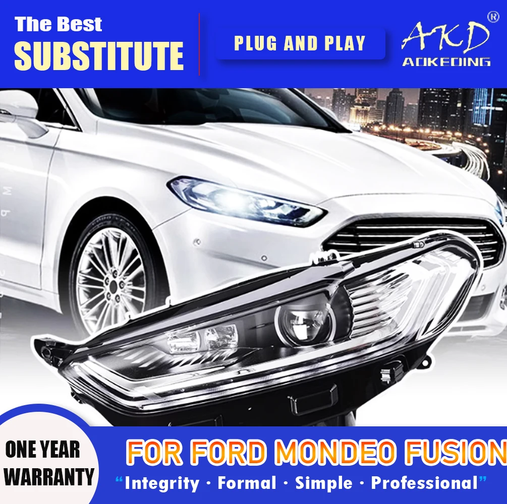 

AKD Head Lamp for Ford Mondeo Fusion Headlight 2013-2016 Headlights Mondeo DRL Turn Signal High Beam Angel Eye Projector Lens