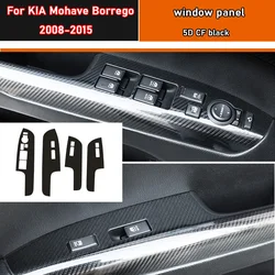 Car Styling Black Carbon Decal Car Window Lift Button Switch Panel Cover Trim Sticker 4 Pcs/Set For KIA Mohave Borrego 2008-2015