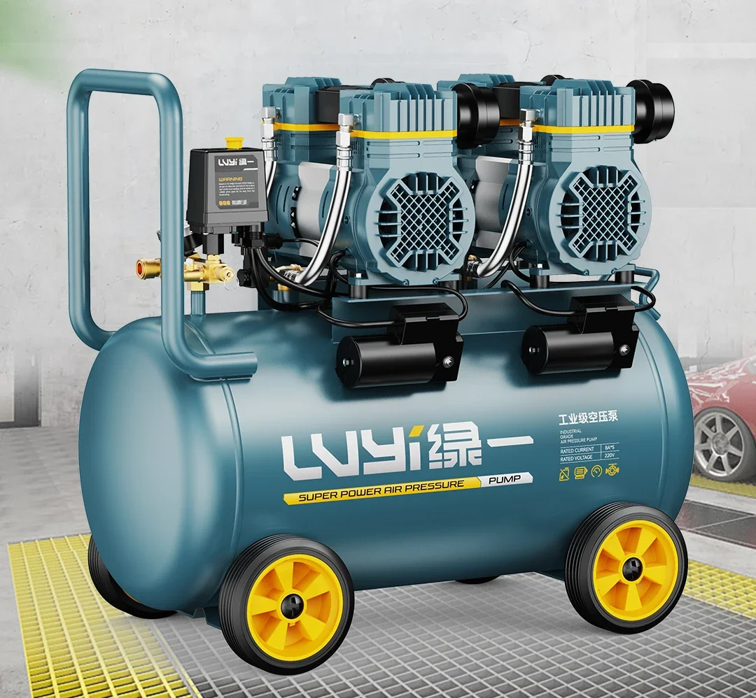 220V Industrial Oil-Free Silent Air Compressor Portable Woodworking High Pressure Inflator Pump