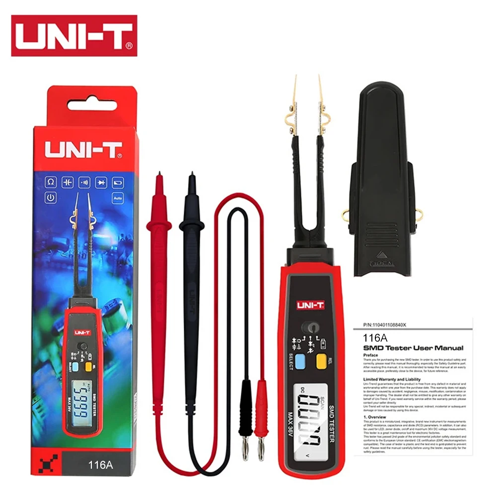 UT116A UT116C For SMD Tester Component Analyzer With Rotating Tweezers For Diode Zener Continuity Resistance Capacitance For Bat