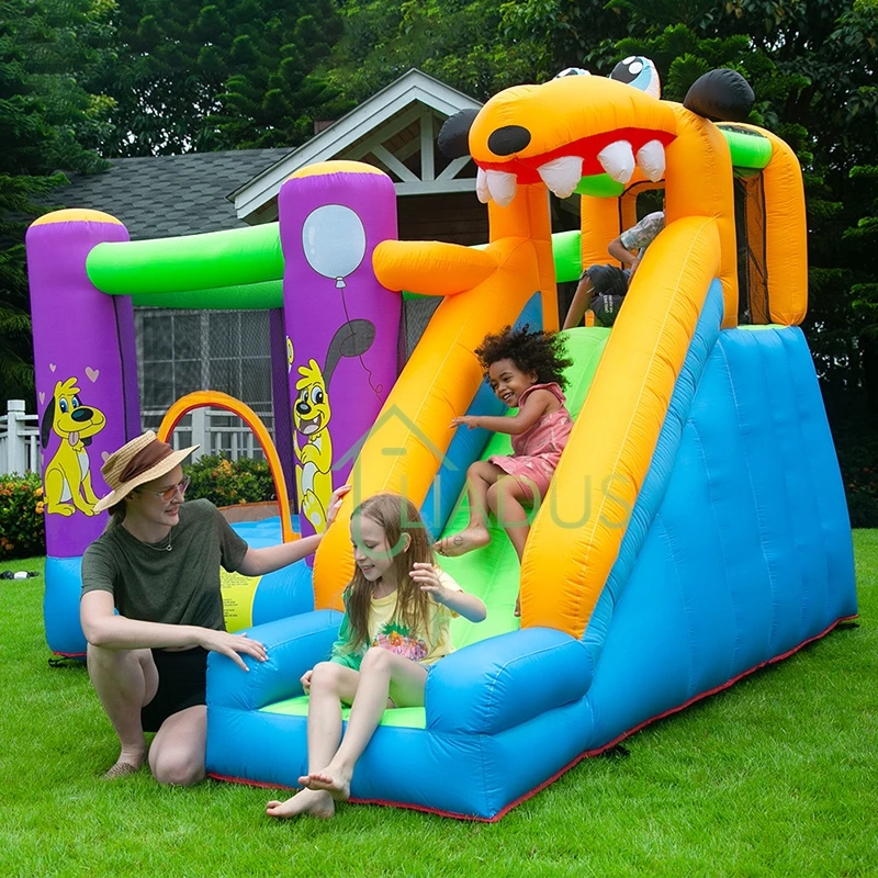 Inflatable Castle for Kids Bouncy Castle with Blower Yard Inflatable Trampoline with Slide Kids Party Outdoor Game Play House