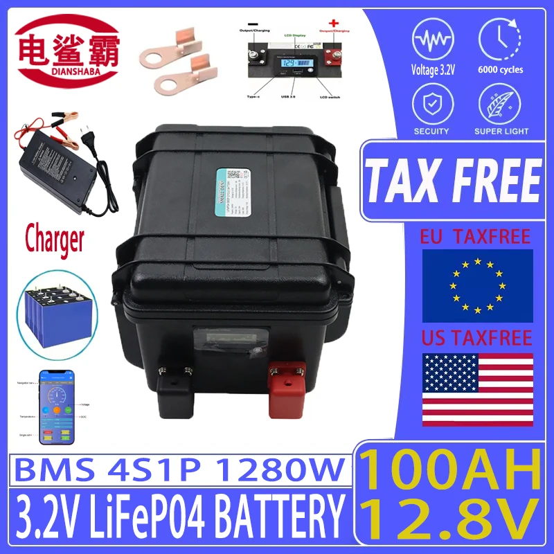 

BMS 4S1P 6000+cycle multifunctional portable battery, suitable for RV camping 12.8 V 30AH-150AH 1280W 12V