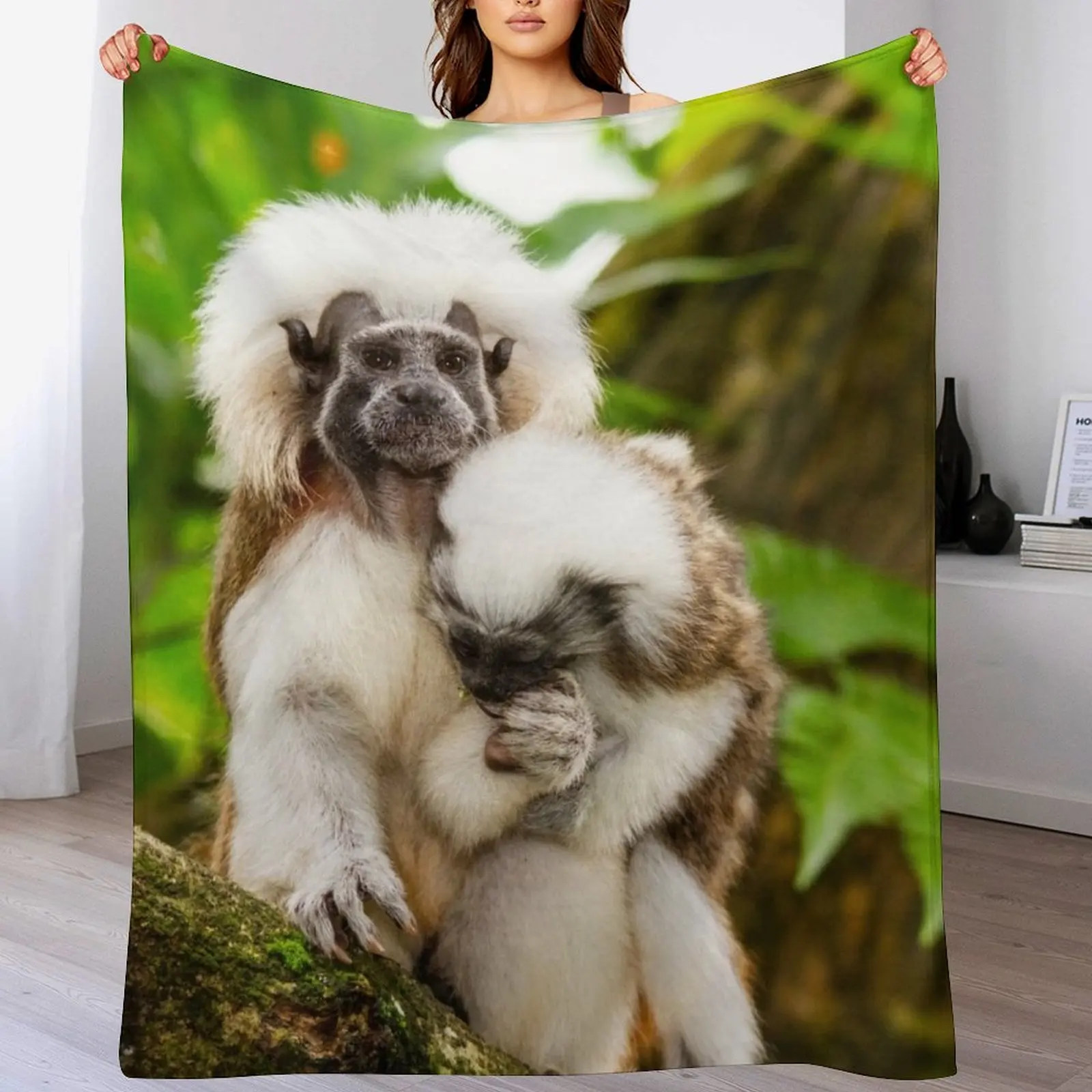 

Cotton-top Tamarins Throw Blanket Cozy Throw Blanket Birthday Gift for Him Her