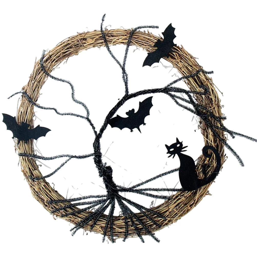 Grinalda de gato morcego preto com corda grinalda de halloween a pilhas decoração de suspensão de halloween melhores presentes decorações de parede