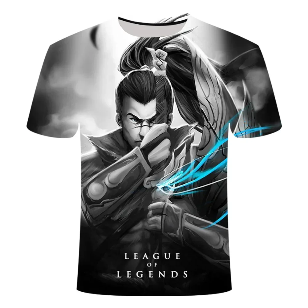 T-shirt League of Legends Stampata in 3D in Stile Casual Nero Piu Venduta T-shirt Girocollo Allentata Da Uomo E Da Donna