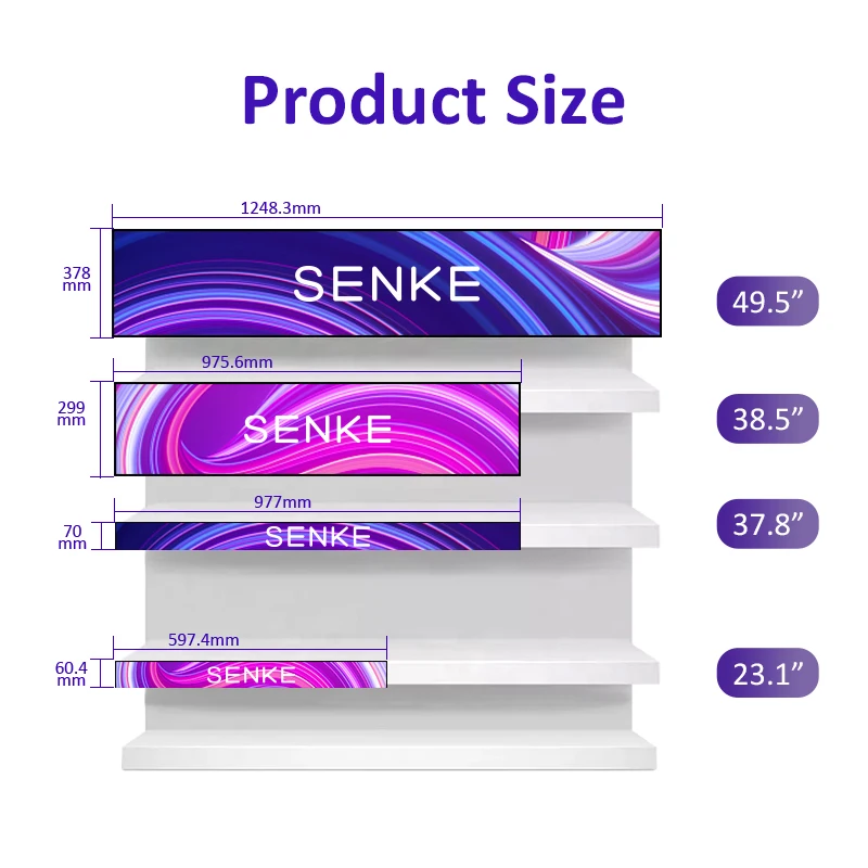 Custom.Stretch Display 19 21 24 28 29 36 43 48 بوصة Lcd bar شاشة واسعة جدًا سوبر ماركت شاشة رف رقمية للإعلان #2