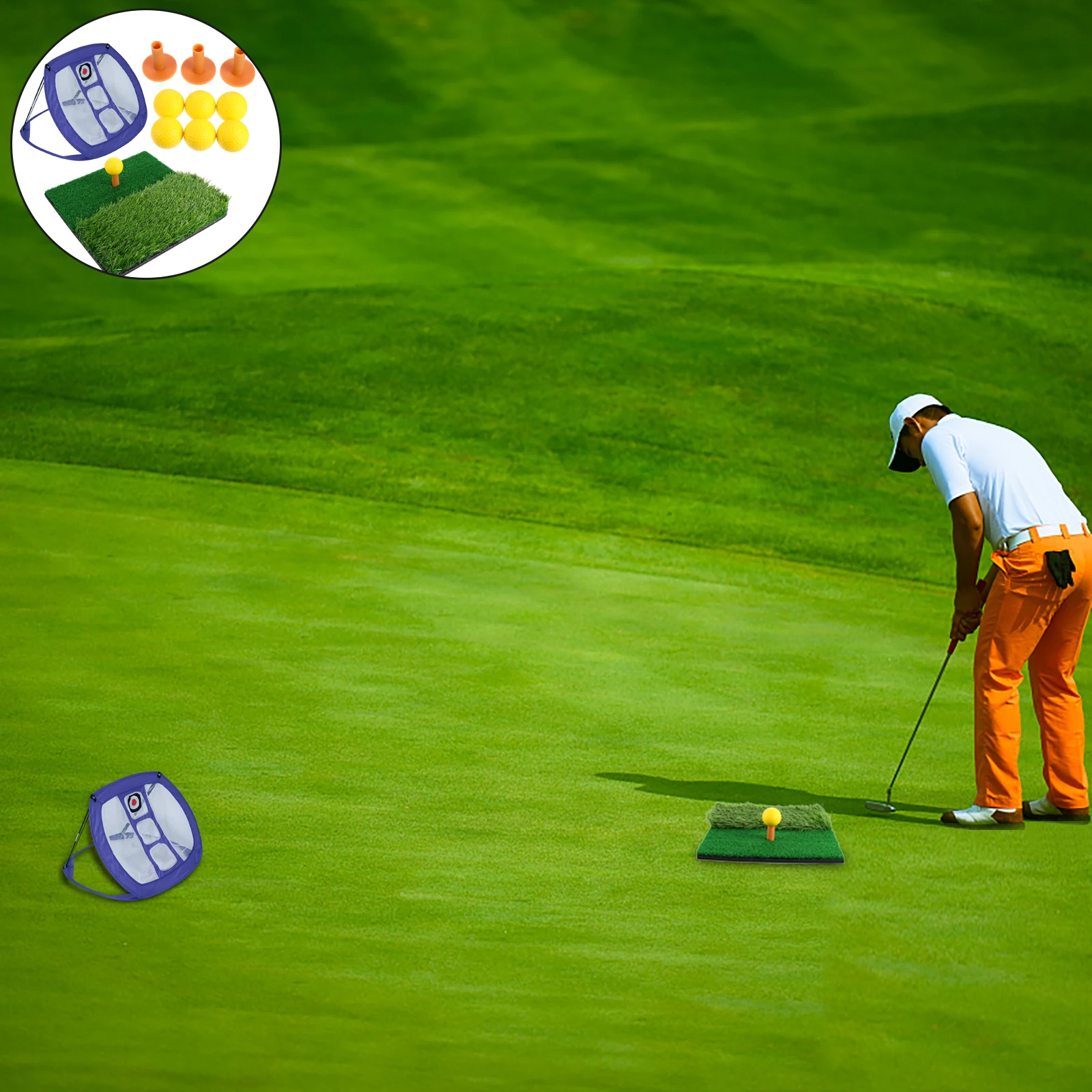 

1Set Golf Practice Set Heavy Duty Training Net for Indoor Outdoor Use Enhances Short Range Accuracy Sturdy Frame Portable Ball