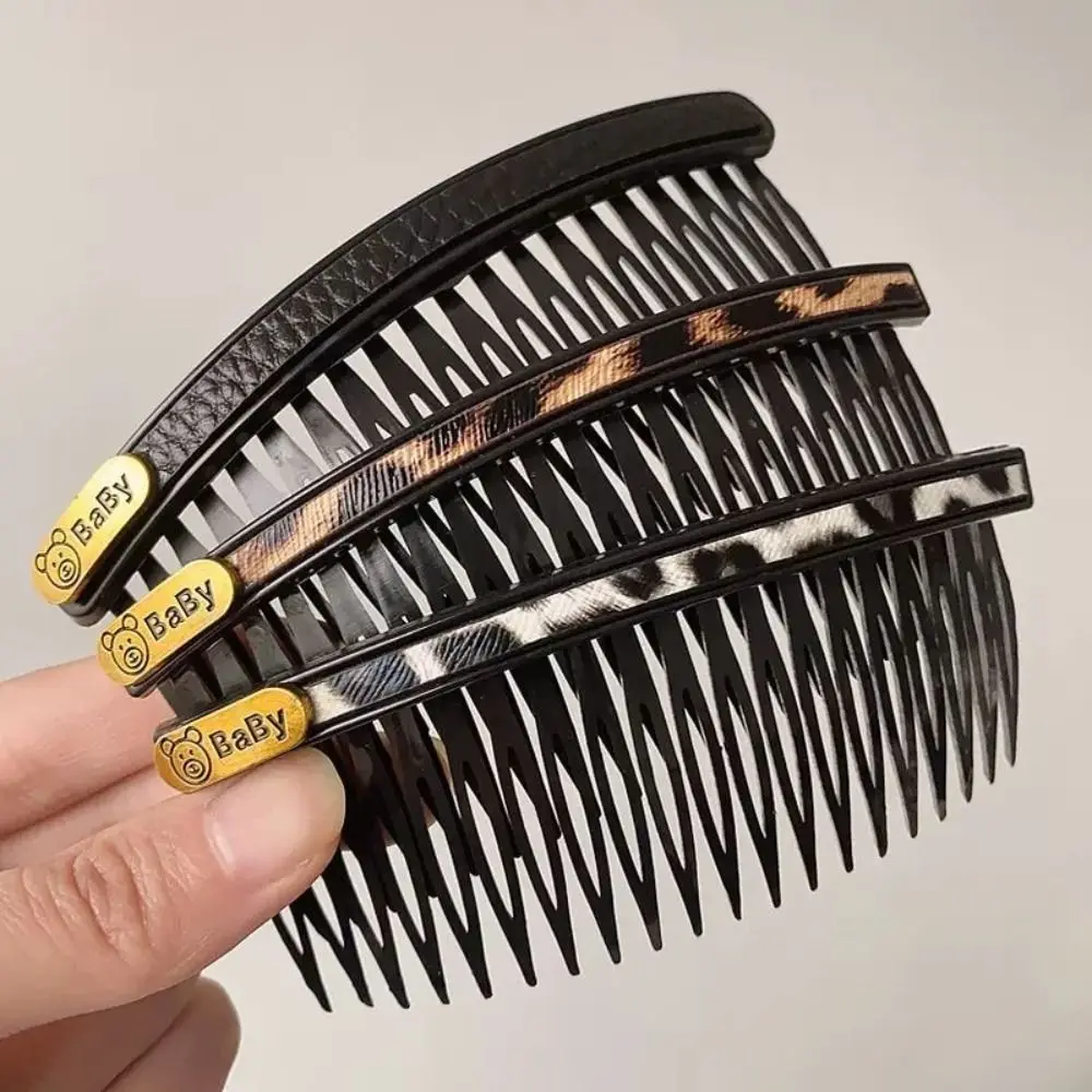 

Cute Leather U Shape Hair Styling Comb Teeth Bear Inserted Comb Fixed Combs Hair Accessories Hair Styling Comb Daily