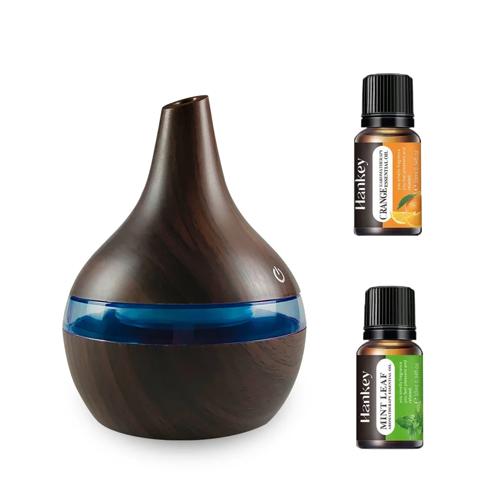 Wooden Humidifier for Desk 300ml USB Diffuser with 2 Soothing Oils Perfect for Relaxation in Small Spaces Travel