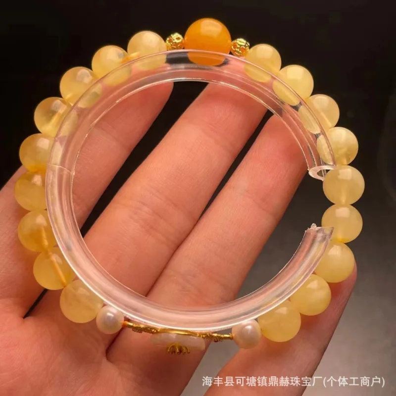 Factory Natural Beeswax Matching Old Wax S925 Silver Pearl Plum Accessories Bracelet