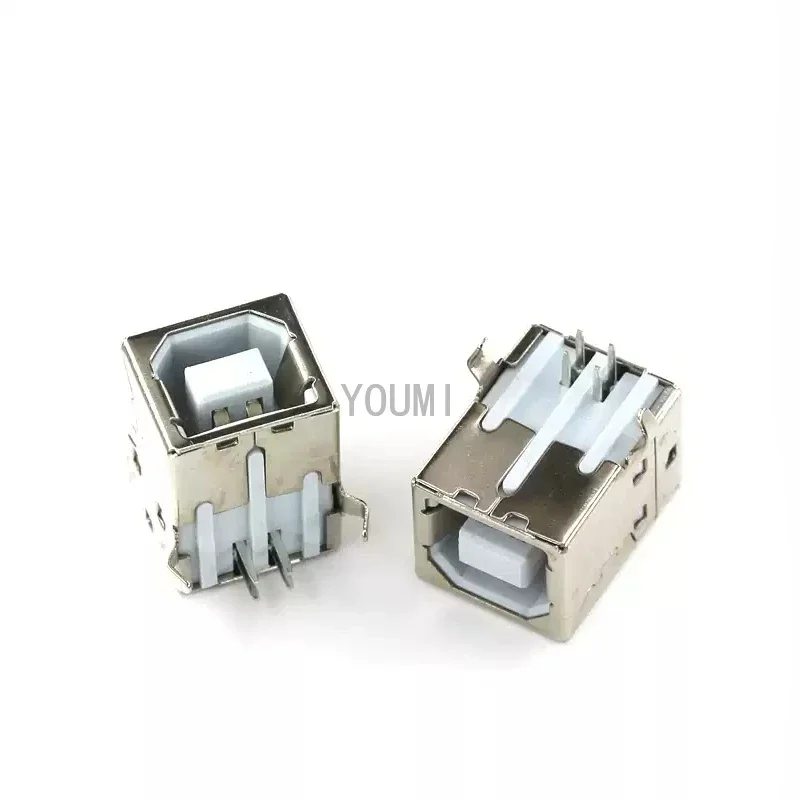 10Pcs Square USB Socket Usb B Type Female 90 Degree PCB Welding Parent Connector for Printer Data