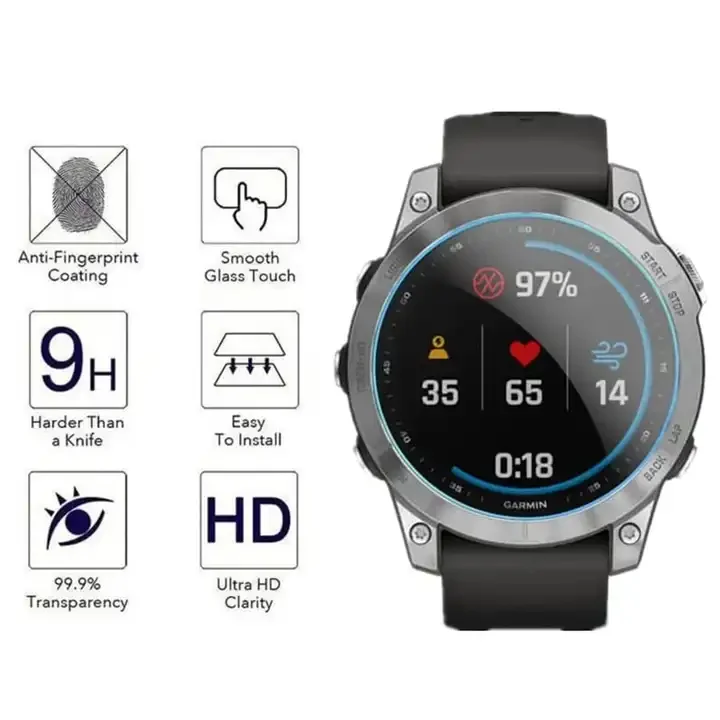 Vidrio Templado Premium 9H para Garmin Fenix 6 6S 6X smartwatch, Protector de pantalla, película HD para Fenix 7S 7 7x Sapphire 6X solar