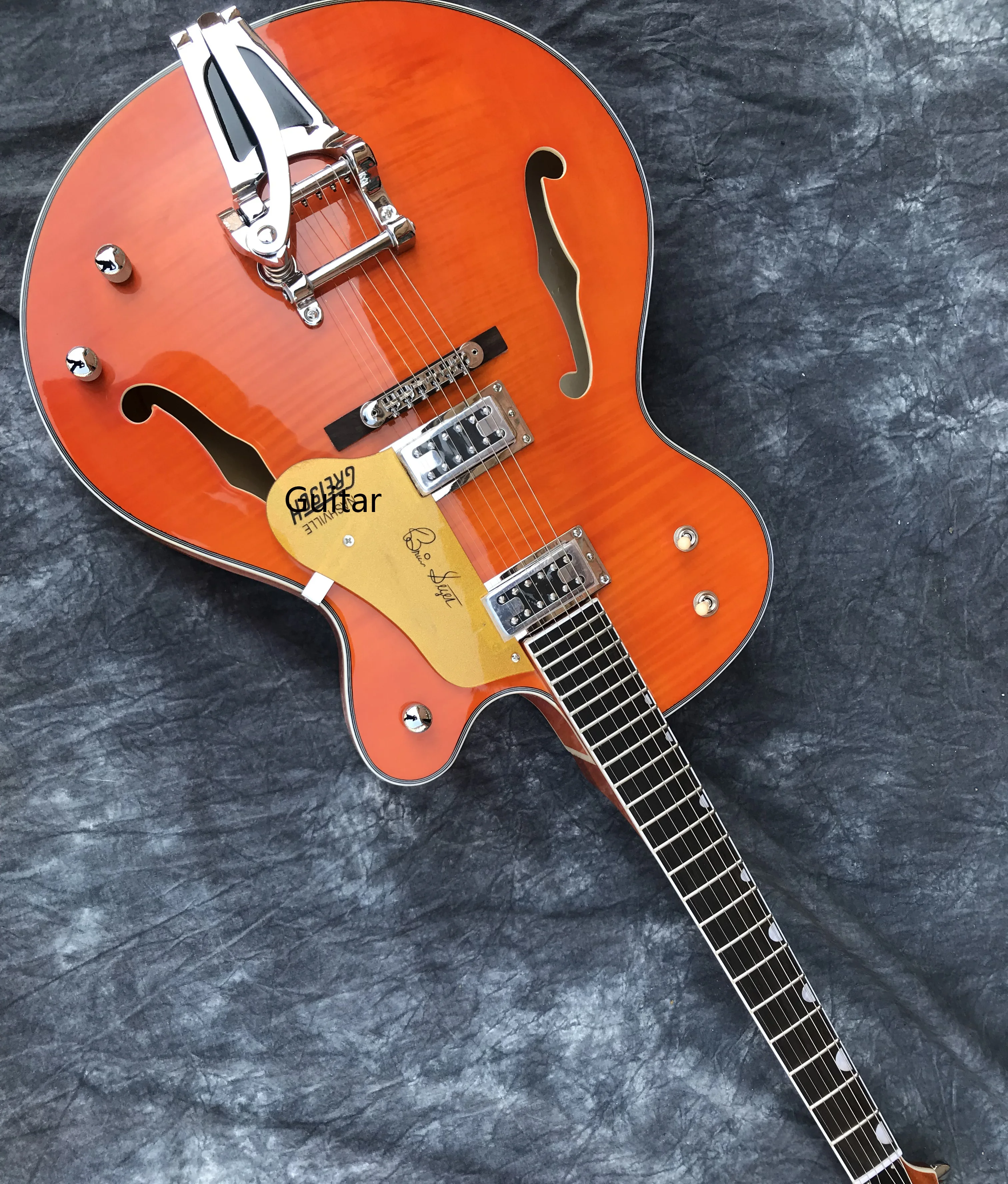 Jazz Semi-hollow Oem 6 String Electric Guitar,Chrome Hardware Flame Maple, Free Delivery Support Custom