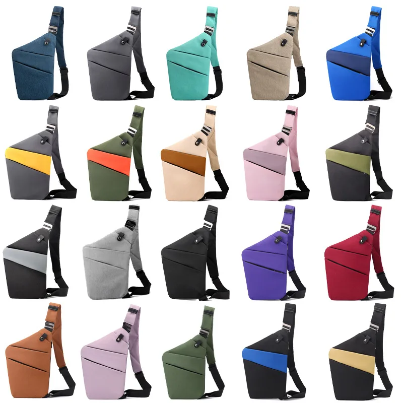 حقيبة صدر للرجال من النايلون مقاومة للماء بكتف واحد ومضادة للسرقة واليسار واليمين للتنقل ذات سعة كبيرة