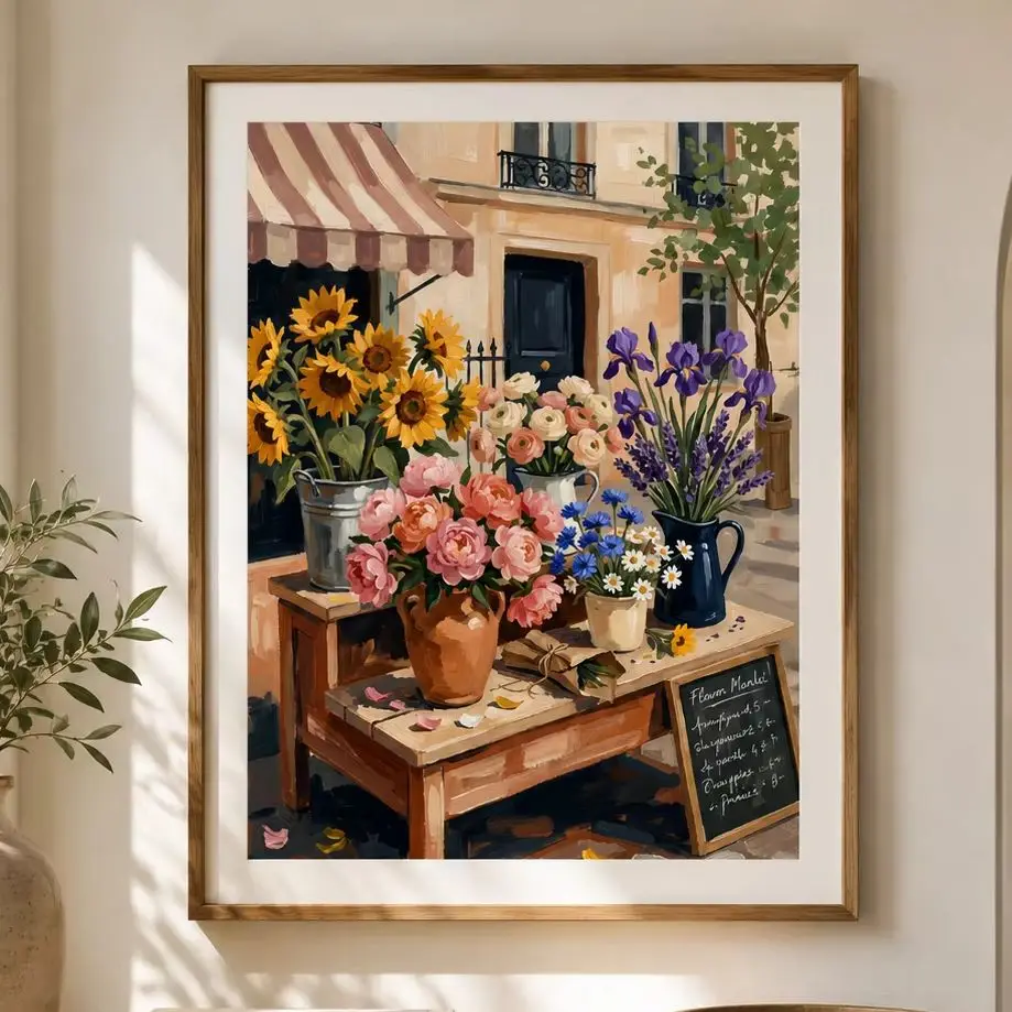 Affiche Flower Market Bliss, impression sur toile, illustration d'art moderne, œuvre d'art de décoration de haute qualité pour chambre à coucher, salon