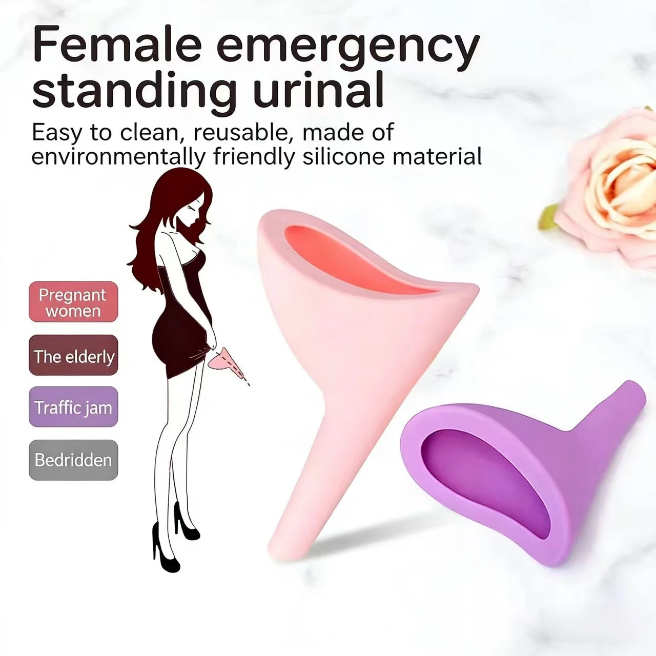 1Pcs Portable Pee Funnel For Women Standing Piss Silicone Female Urinal For Travel Femme Urinating Device Emergency Camping