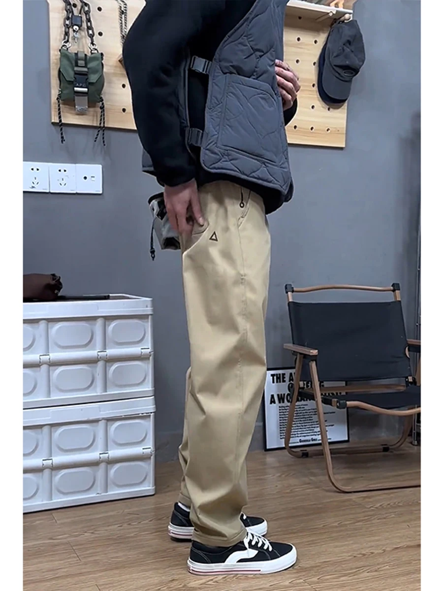 

Khaki Fce Lined Soft ell Men's Autumn Winter Outdoor Sports Straight Leg Trousers Tactical Cargo Pants Zipper Fly Long P...