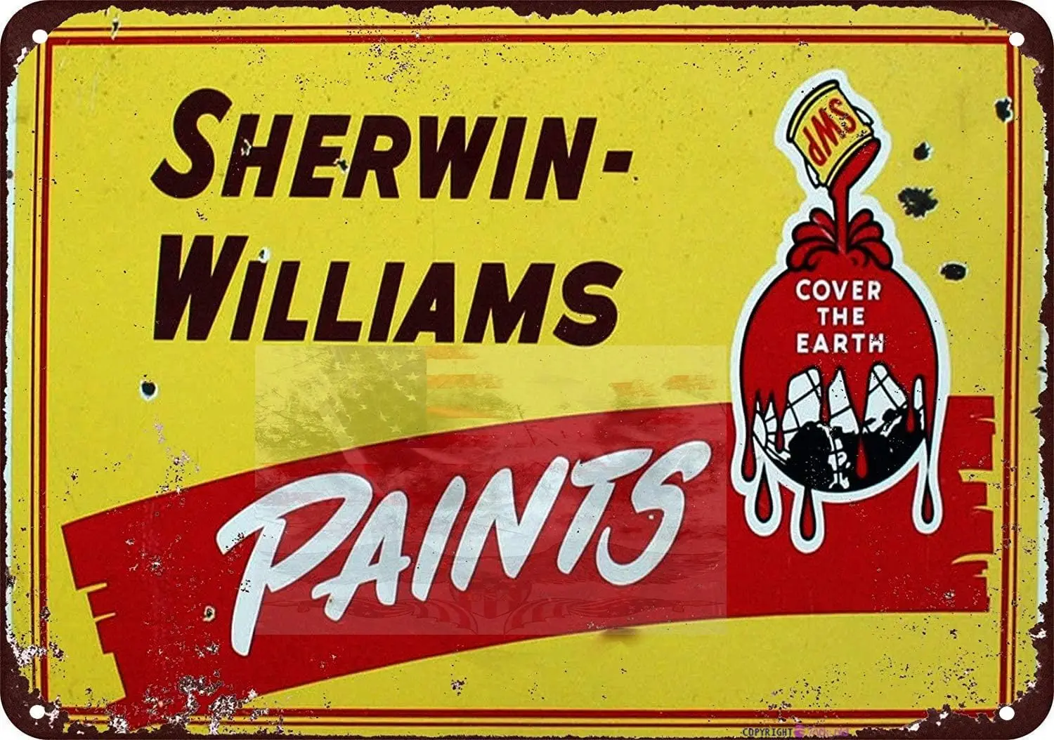 Retro Metal tin Sign Sherwin Williams Paints Yellow Vintage Sign Movie Poster Sign,Cave,Bar,Club,Home Wall Art Metal Tin Sign 12