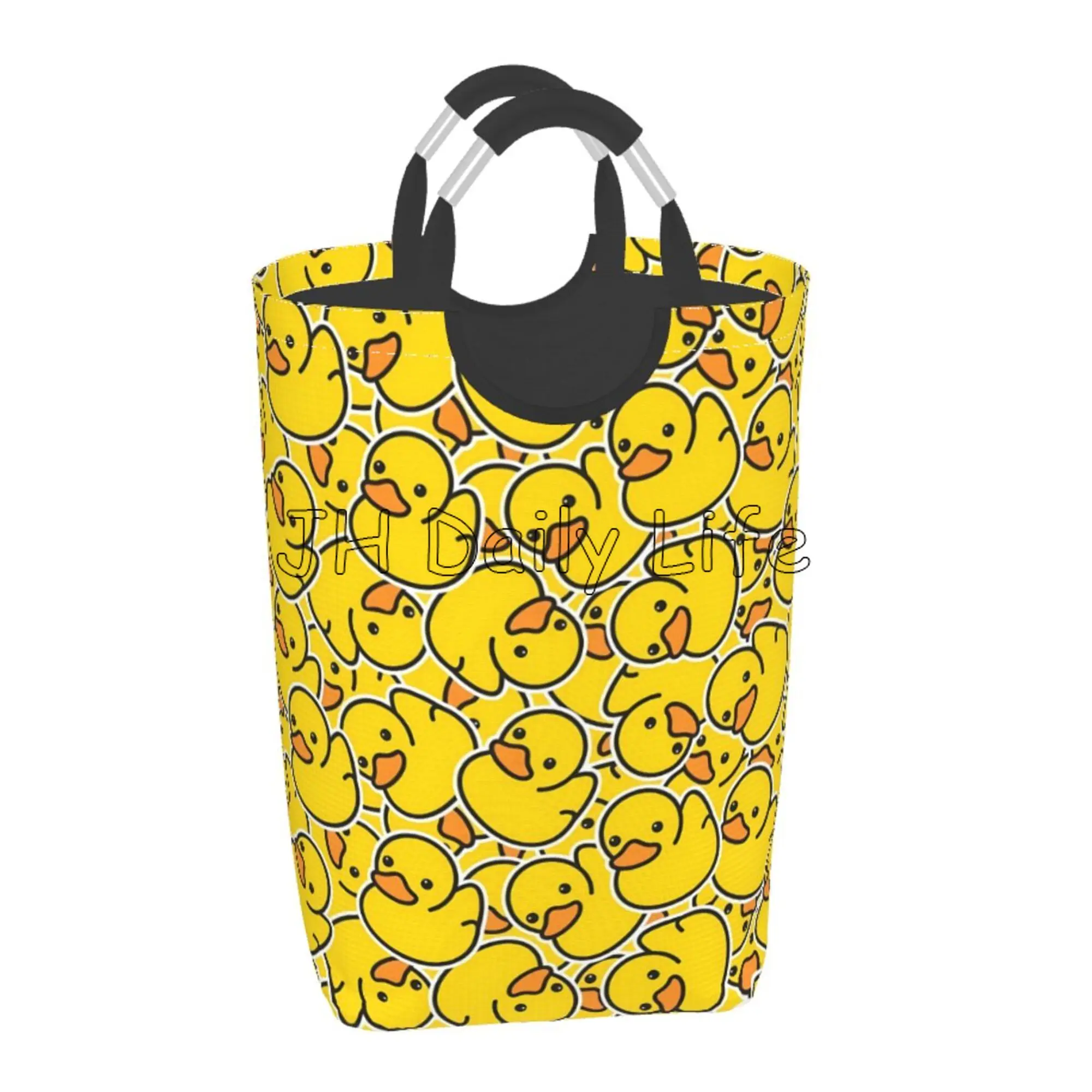 Cute Rubber Ducky Laundry Hamper Yellow Cartoon Duck Storage Basket Toys Clothes Organizer Bin for Bathroom Bedroom Dorm Nursery