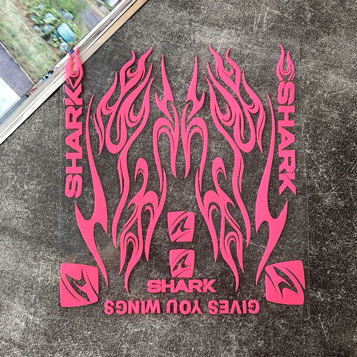 Shark Flame Vinyl Sticker Kit, Waterproof UV Resistant Removable Decal for Helmet Fairing Car Decor, Holiday Gift