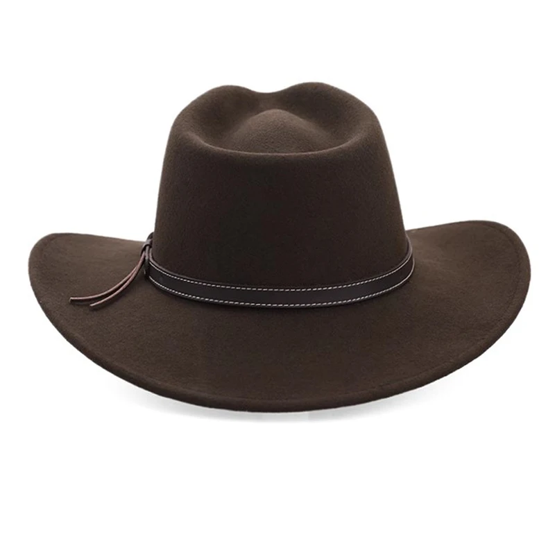 Brand Design 100% Wool Cowboy Hat, Waterproof Wrinkle-proof Soft Calf Felt Hat, Coffee Color Essentials Western Style Sun Hats