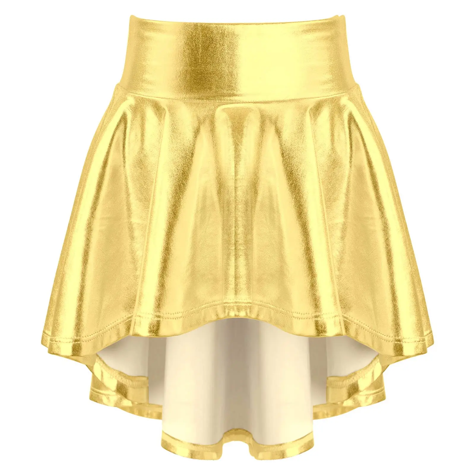 Kids Girl Metallic Ballet Dancewear Sleeveless Crop Top with Skirt Clothes Set for Jazz Ballroom Dance Stage Performance Costume