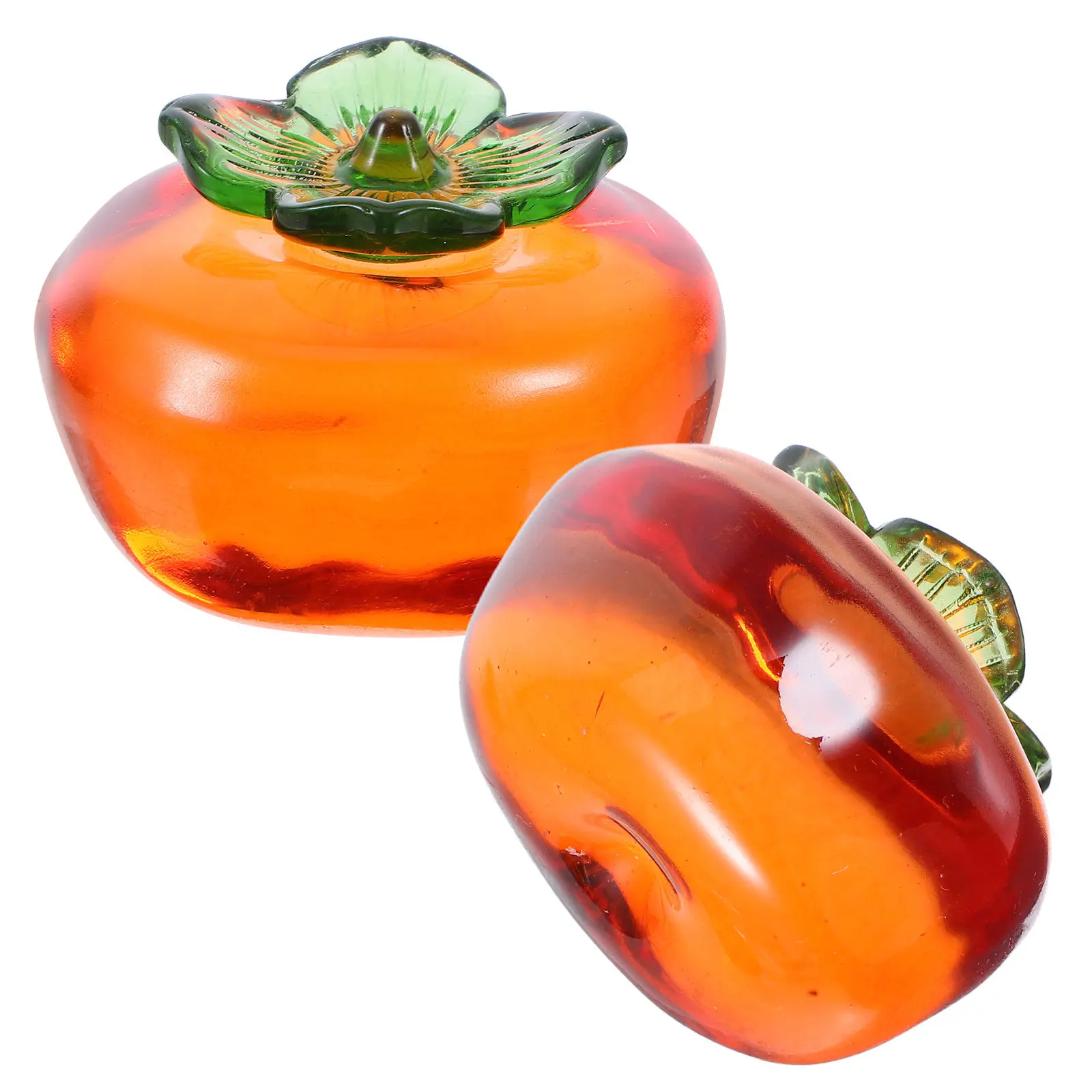2Pcs Realistic Persimmon Crystal Paperweights Heavy Paper Weight for Office Desk Calligraphy Practice Writing Paperweights